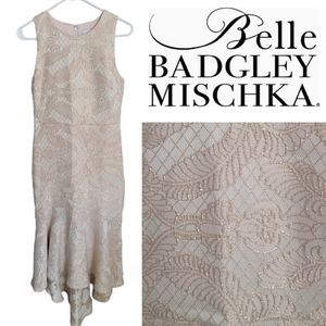 Belle Badgley Mischka Gold Flounce Hem Dress - 4